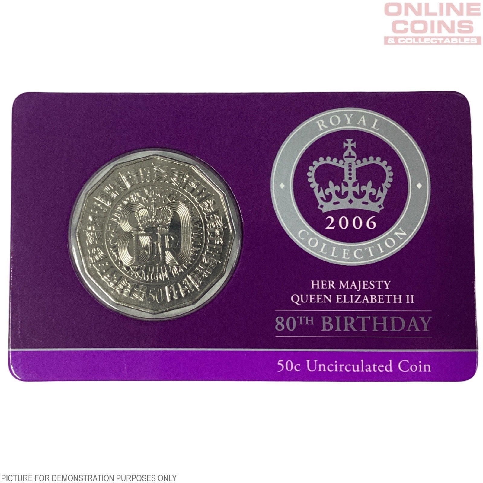 2006 50c CuNi Uncirculated Carded Coin - Royal Collection - Her Majesty Queen Elizabeth II 80th Birthday